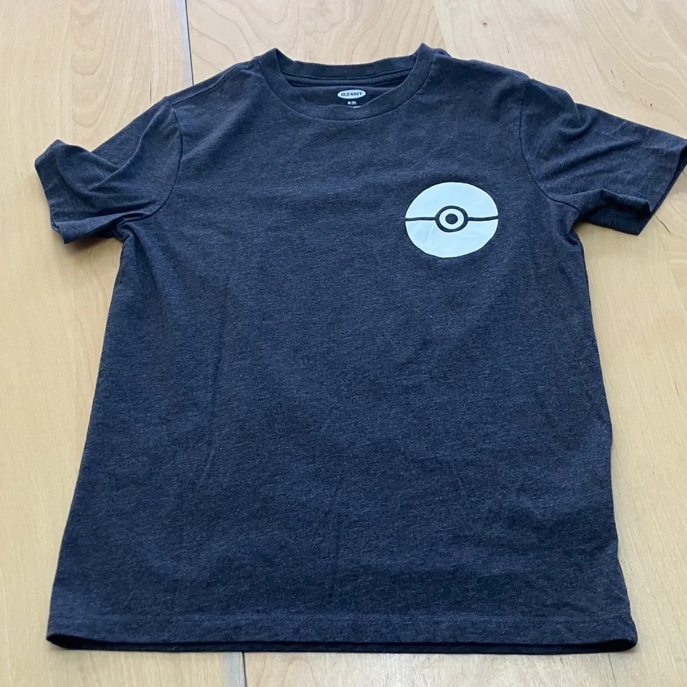 Old Navy Pokémon Dark Gray Kids Tee with White‎ Logo size 8